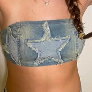 Y2K Brittany Spears Denim Cropped Top SZ SMALL